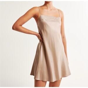 Abercrombie & Fitch 90s Satin Slip Mini Dress Small Champagne Silky